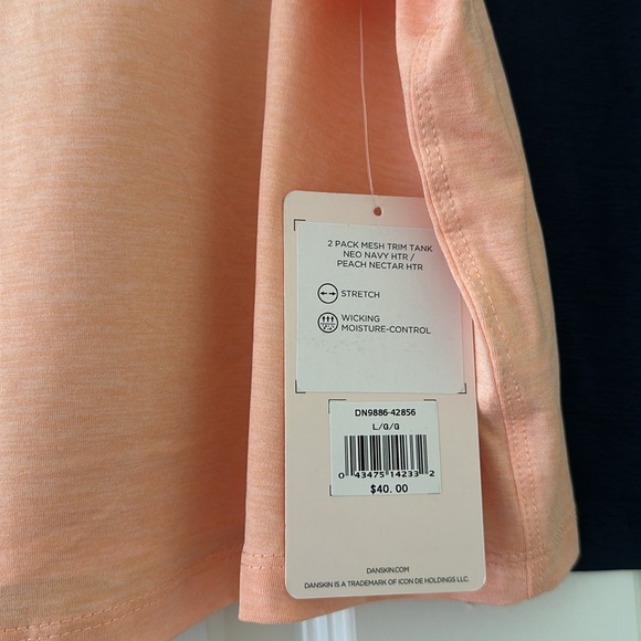 DANSKIN 2 Pack Mesh Trim Navy & Peach Heather, see pic peach color flaws -L NWT - Picture 4 of 9